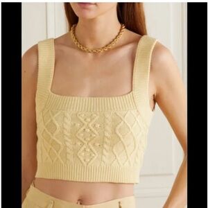 Lookout Studio Stylish Yellow Cable-Knit Crop Tank Top